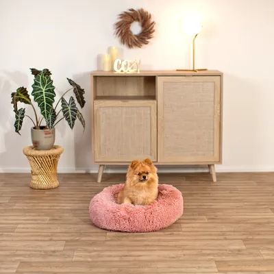 lionto Donut-Hundebett aus weichem Plüsch mit rutschfester Unterseite