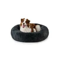 lionto Donut-Hundebett aus weichem Plüsch mit rutschfester Unterseite