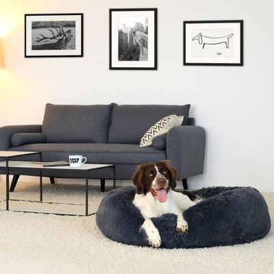 lionto Donut-Hundebett aus weichem Plüsch mit rutschfester Unterseite