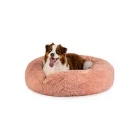 lionto Donut-Hundebett aus weichem Plüsch mit rutschfester Unterseite