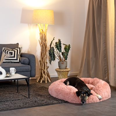 lionto Donut-Hundebett aus weichem Plüsch mit rutschfester Unterseite