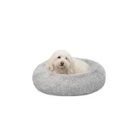 lionto Donut-Hundebett aus weichem Plüsch mit rutschfester Unterseite