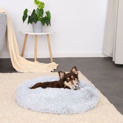lionto Donut-Hundebett aus weichem Plüsch mit rutschfester Unterseite