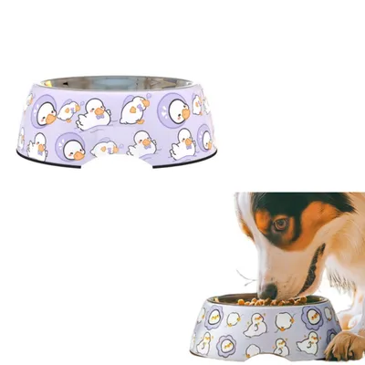 ZenPets Cuenco para perros de acero inoxidable con forma de pato