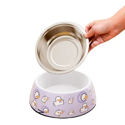 ZenPets Cuenco para perros de acero inoxidable con forma de pato