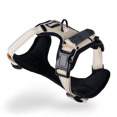 lionto harnais pour chien rembourré nylon doux anti-traction XL, Beige