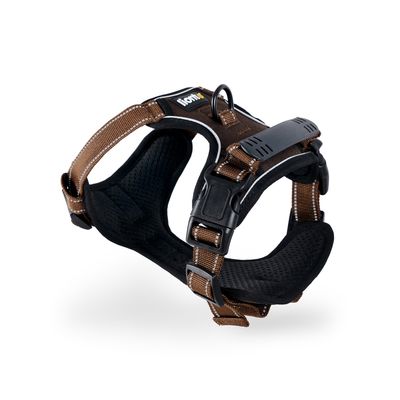 lionto harnais pour chien rembourré nylon doux anti-traction M / marron