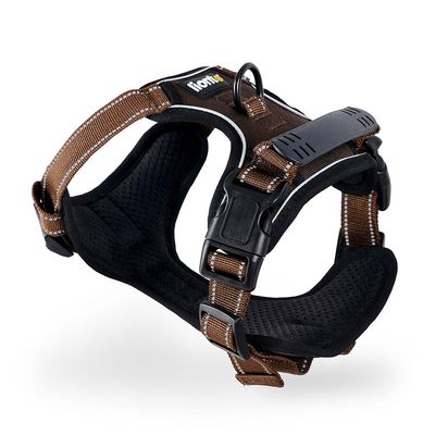 lionto harnais pour chien rembourré nylon doux anti-traction L, Marron