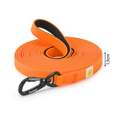 lionto laisse de traction longue pour chiens nylon avec revêtement PVC