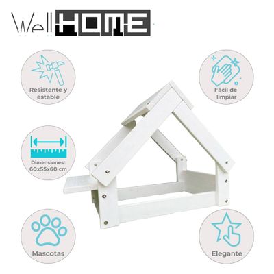 WELLHOME Cabanon intérieur avec support pour gamelles en bois