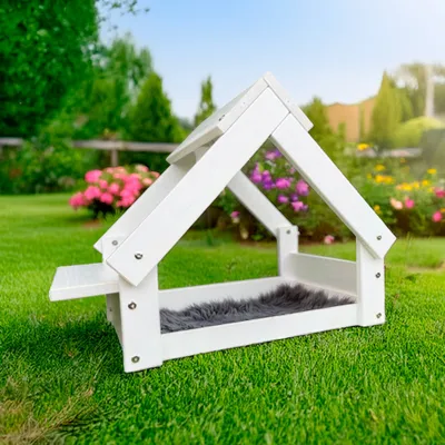 WELLHOME Cabanon intérieur avec support pour gamelles en bois