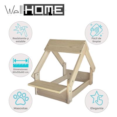 WELLHOME Cabanon intérieur avec support pour gamelles en bois