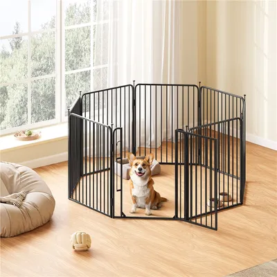 Parc Pour Chien En 8 Panneaux Enclos En Métal Avec Porte 80,5 Cm