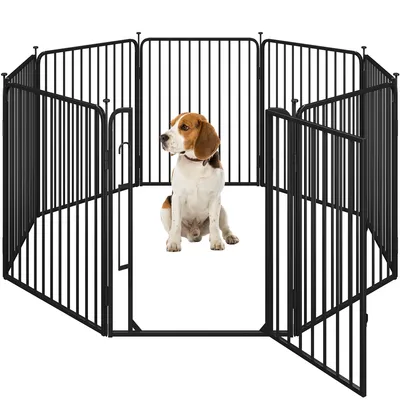 Parc Pour Chien En 8 Panneaux Enclos En Métal Avec Porte 80,5 Cm