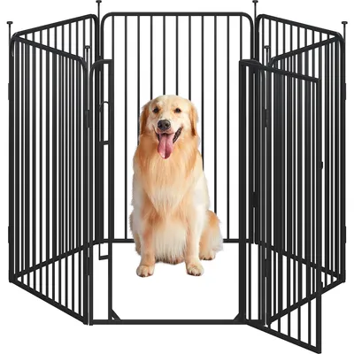 Parc Pour Chien En 6 Panneaux Enclos En Métal Avec Porte 100 Cm