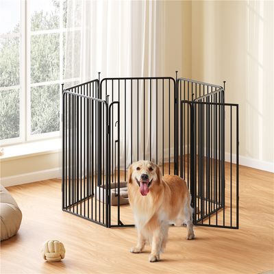 Parc Pour Chien En 6 Panneaux Enclos En Métal Avec Porte 100 Cm