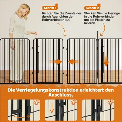 Welpenauslauf Hundelaufstall mit 6 Gitter Welpenlaufstall Gehege mit Tür Welpenauslauf Hundelaufstall mit 6 Gitter Welpenlaufstall Gehege mit Tür