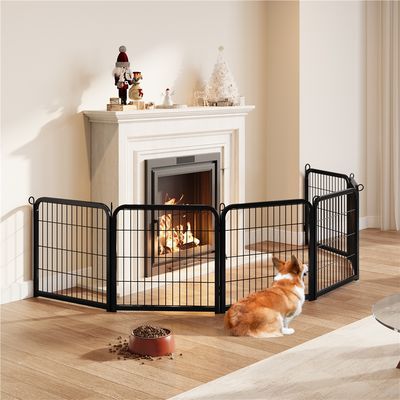 Parc Pour Chien à 6 Panneaux Enclos En Métal Avec Porte Verrouillable
