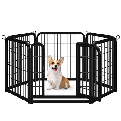Parc Pour Chien à 6 Panneaux Enclos En Métal Avec Porte Verrouillable