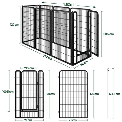 Parc Pour Chien Pliable En 8 Panneaux En Métal Clôture Avec Porte