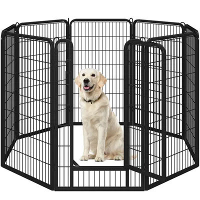 Parc Pour Chien Pliable En 8 Panneaux En Métal Clôture Avec Porte
