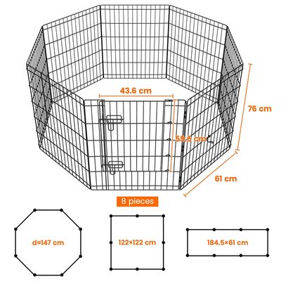 8 Pièces Clôtures Pour Chiens Métalliques Corral Clôtures