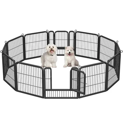 Parc Pour Chien En 12 Panneaux Enclos En Métal Avec Porte Verrouillable