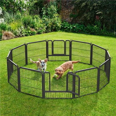 Parc Pour Chien En 12 Panneaux Enclos En Métal Avec Porte Verrouillable