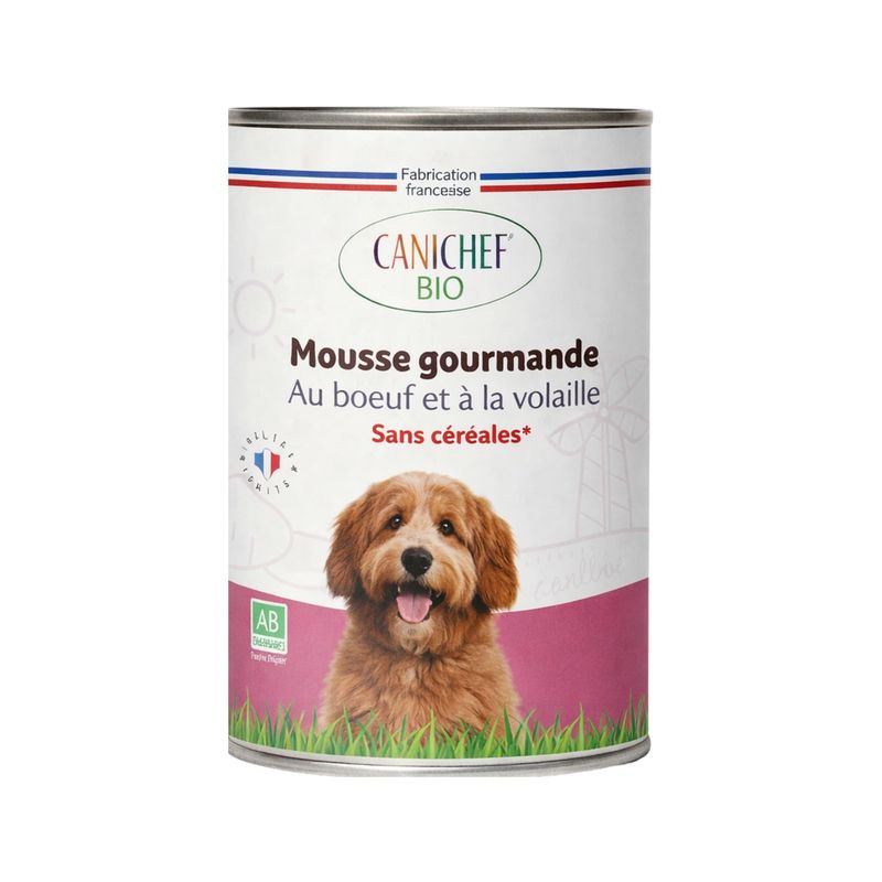 Canichef - Mousse Bio Sans Céréales au Poulet pour Chien (12 x 400gr)