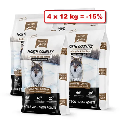 Croquettes NATURA WILD pour chien 4 x 12kg : 15% de remise
