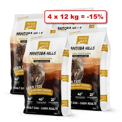 Croquettes NATURA WILD pour chien 4 x 12kg : 15% de remise
