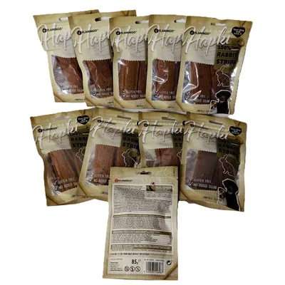 Friandise lamelles de lapin Hapki pour chien 85 g X 10 soit 850 g.