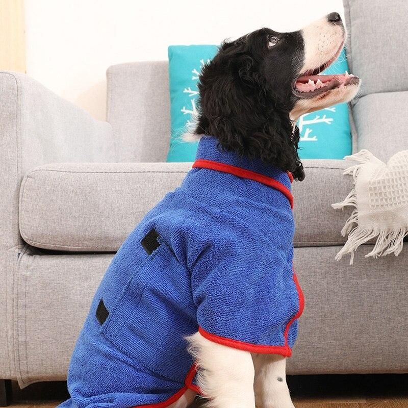 Peignoir bleu pour chien