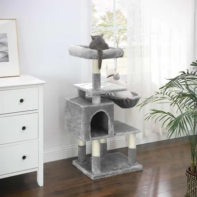 Griffoir multifonction pour chats avec grotte et niveaux