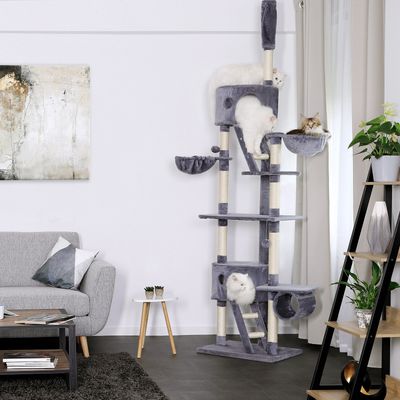 lionto arbre à chat XXL avec sisal, peluche, niches et hamacs