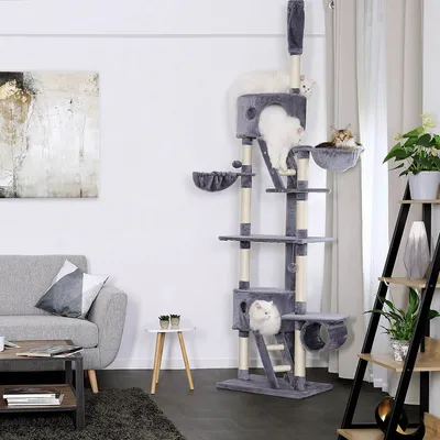 lionto arbre à chat XXL avec sisal, peluche, niches et hamacs