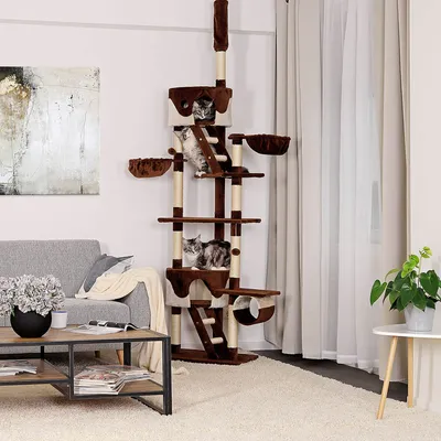 lionto arbre à chat XXL avec sisal, peluche, niches et hamacs