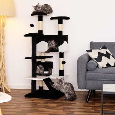 lionto arbre à chat avec sisal, 2 balles & 3 plateformes confort