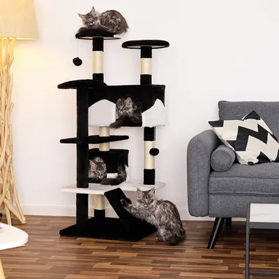 lionto arbre à chat avec sisal, 2 balles & 3 plateformes confort lionto arbre à chat avec sisal, 2 balles & 3 plateformes confort