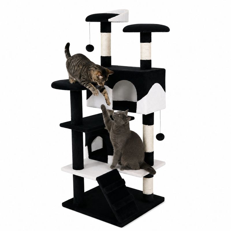 lionto Kratzbaum 130 cm mit Sisal, 2 Spielbällen und 3 Plattformen