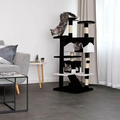 lionto arbre à chat avec sisal, 2 balles & 3 plateformes confort