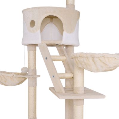 lionto XXL Kratzbaum 230-250 cm mit Sisal, Plüsch, Höhlen und Hängematten