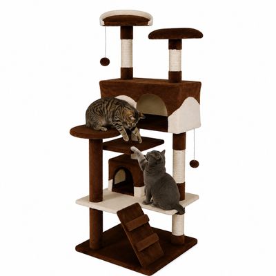 lionto arbre à chat avec sisal, 2 balles & 3 plateformes confort