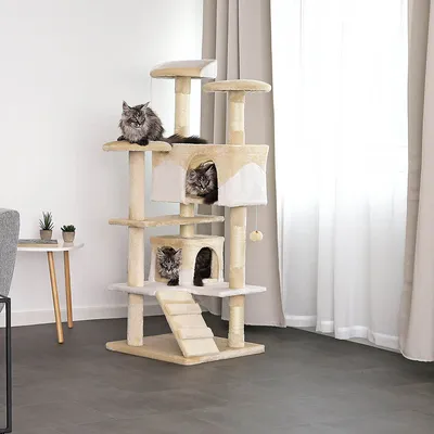 lionto arbre à chat avec sisal, 2 balles & 3 plateformes confort