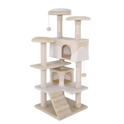 lionto arbre à chat avec sisal, 2 balles & 3 plateformes confort