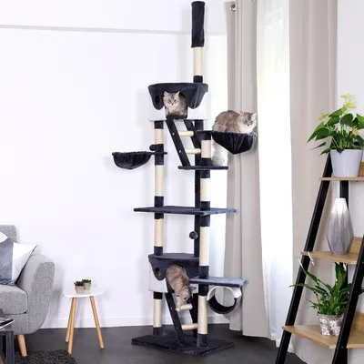 lionto XXL Kratzbaum 230-250 cm mit Sisal, Plüsch, Höhlen und Hängematten lionto XXL Kratzbaum 230-250 cm mit Sisal, Plüsch, Höhlen und Hängematten