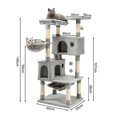 lionto arbre à chat avec hamacs, balles en peluche et plateformes