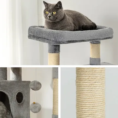 lionto arbre à chat avec hamacs, balles en peluche et plateformes