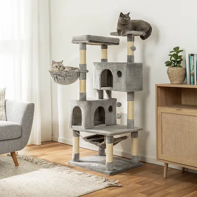 lionto arbre à chat avec hamacs, balles en peluche et plateformes
