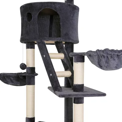 lionto XXL Kratzbaum 230-250 cm mit Sisal, Plüsch, Höhlen und Hängematten lionto XXL Kratzbaum 230-250 cm mit Sisal, Plüsch, Höhlen und Hängematten